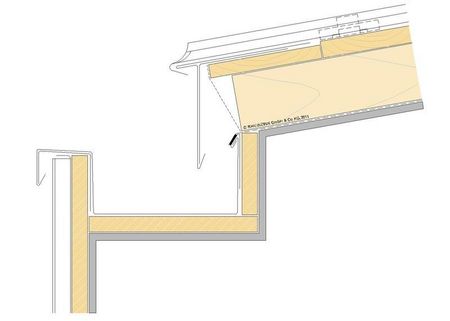 Zeichnung mit hinter-Gesims liegender Kastenrinne Zeichnung mit hinter-Gesims liegender Kastenrinne
